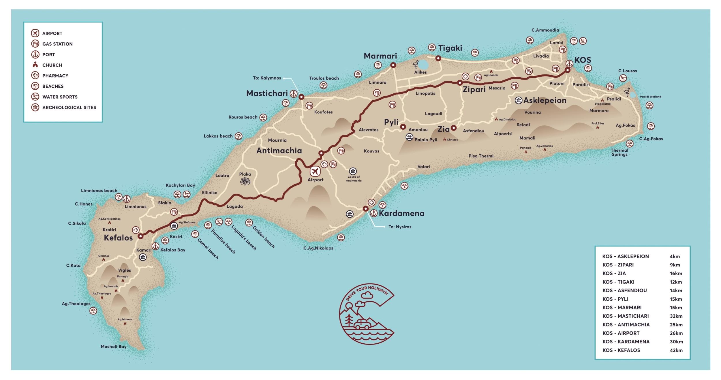 Map of Kos island